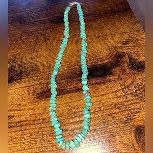 Number 9 Mine Turquoise Nugget & Sterling Clasp Necklace 18 Inches Long 925